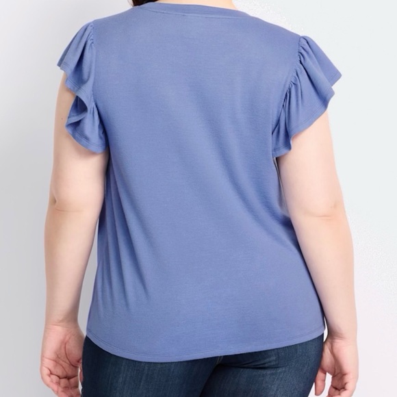 Blue Ruffle Sleeve Top - Picture 2 of 2